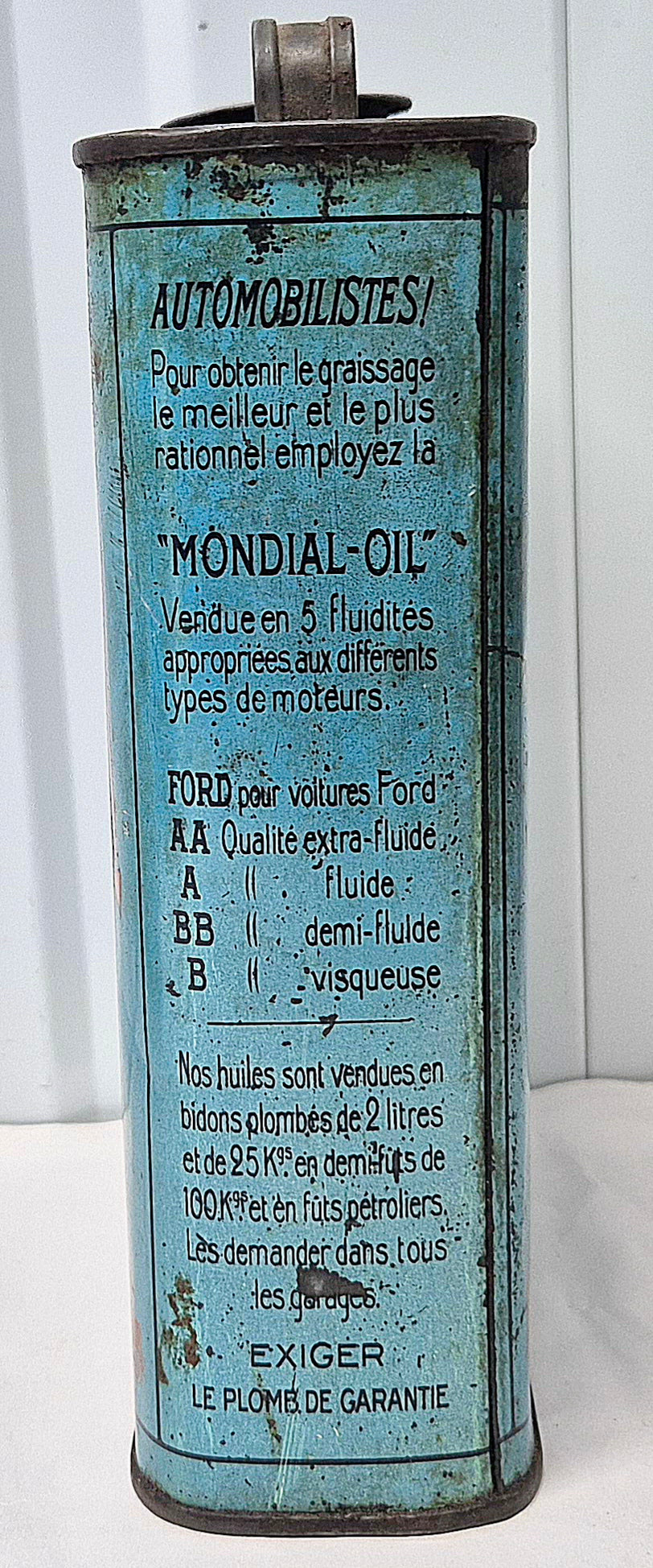 Bidon d'huile MONDIAL OIL