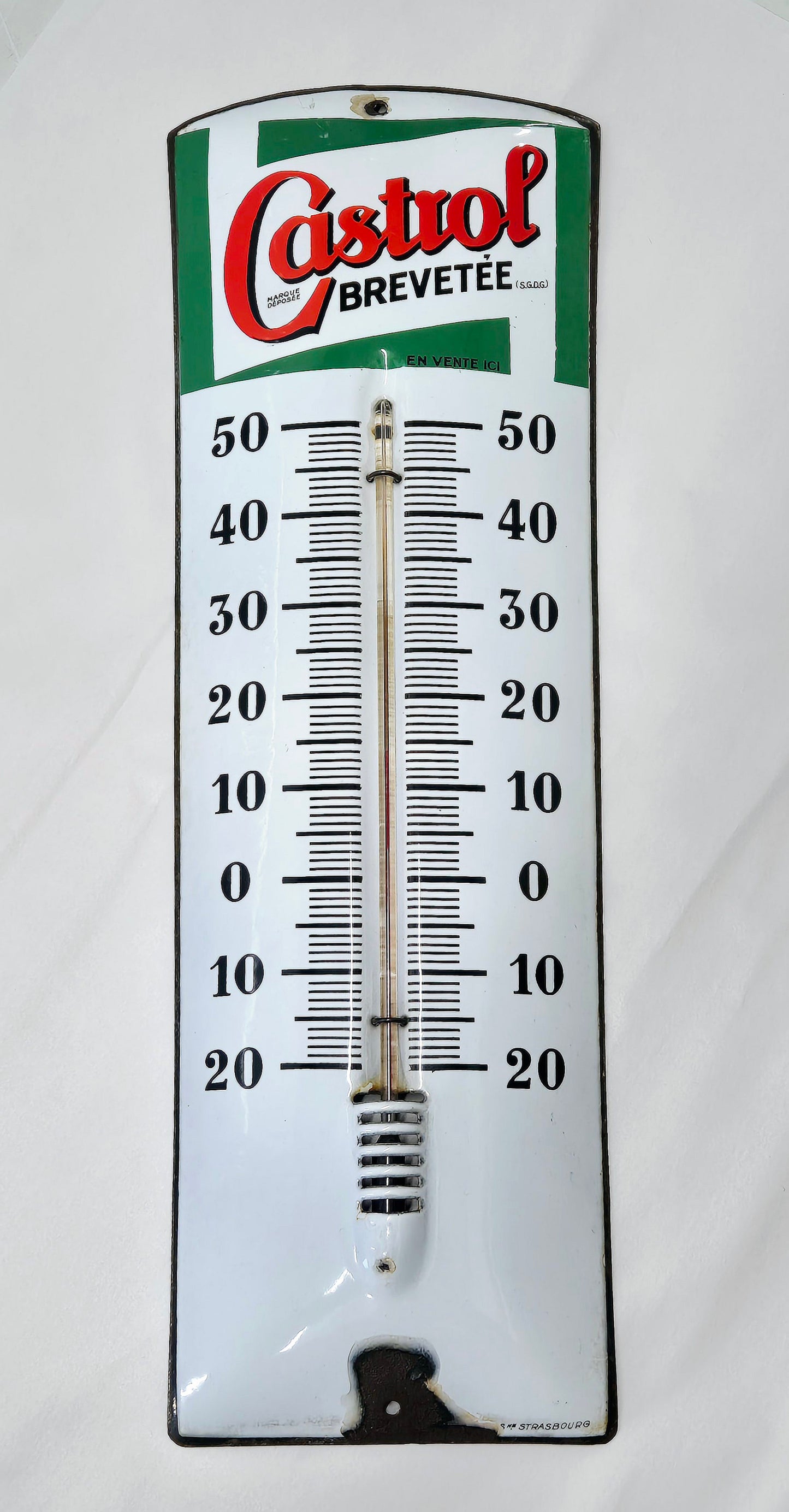 Thermomètre émaillé CASTROL bombé