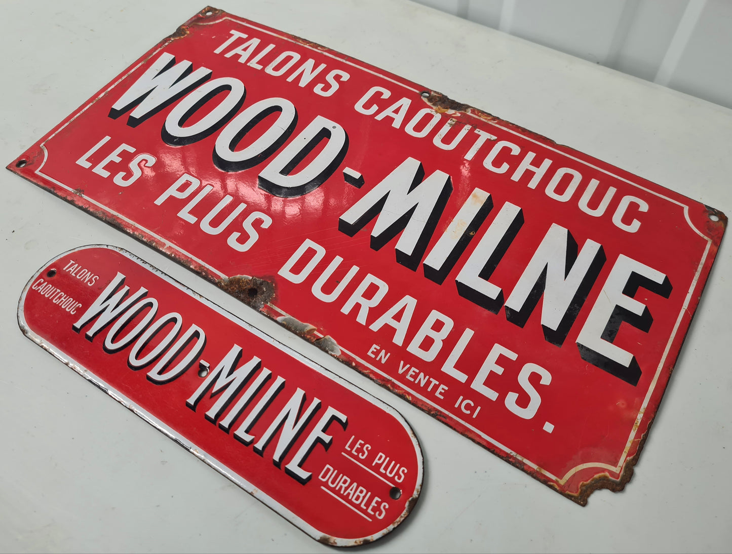 Lot de 2 plaques émaillées WOOD MILNE