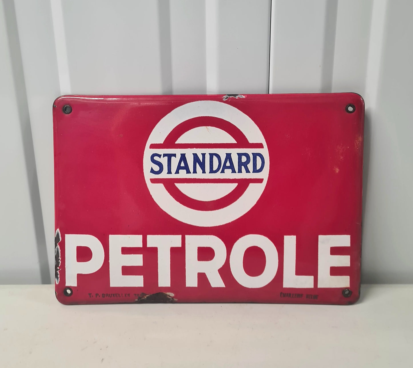 Plaque émaillée STANDARD pétrole