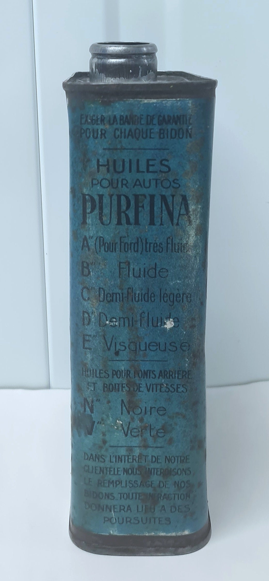 Bidon d'huile PURFINA