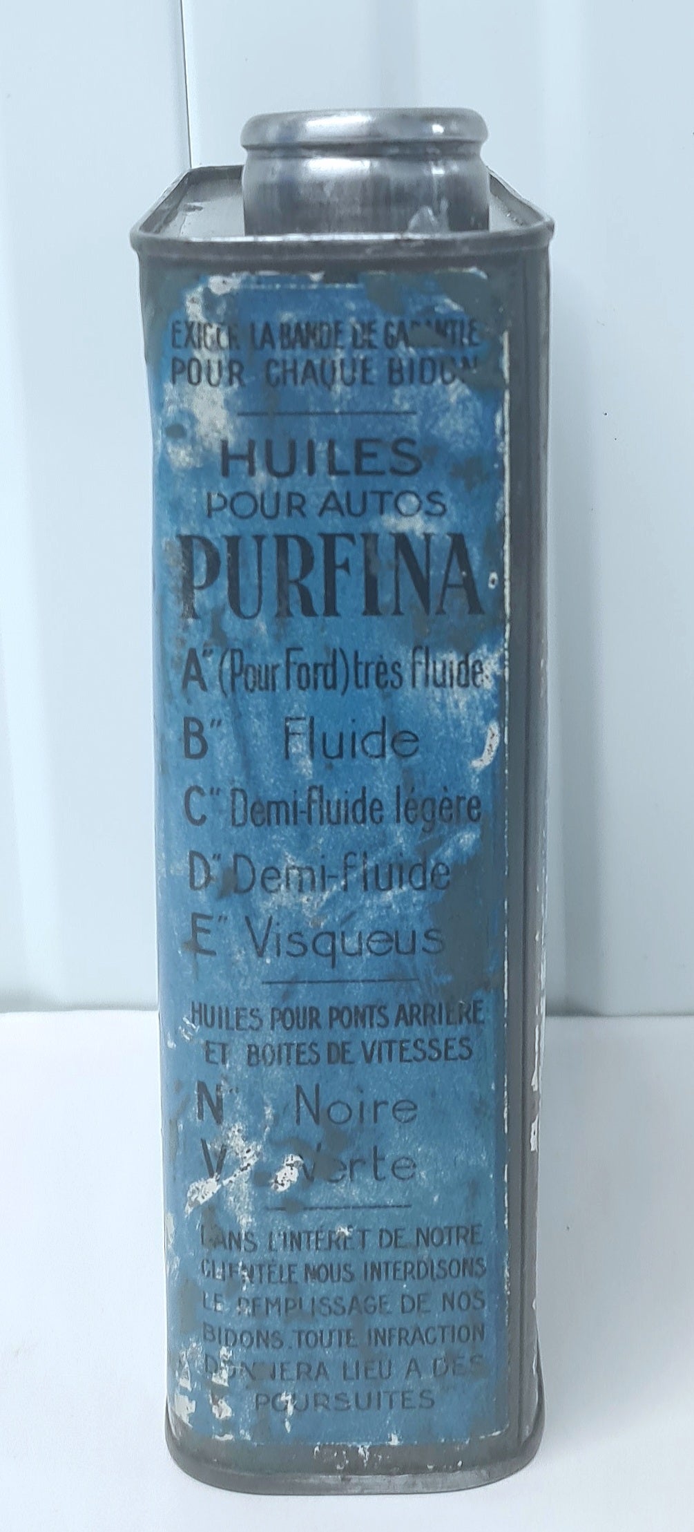 Bidon d'huile PURFINA