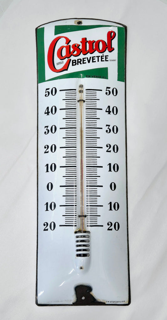 Thermomètre émaillé CASTROL bombé