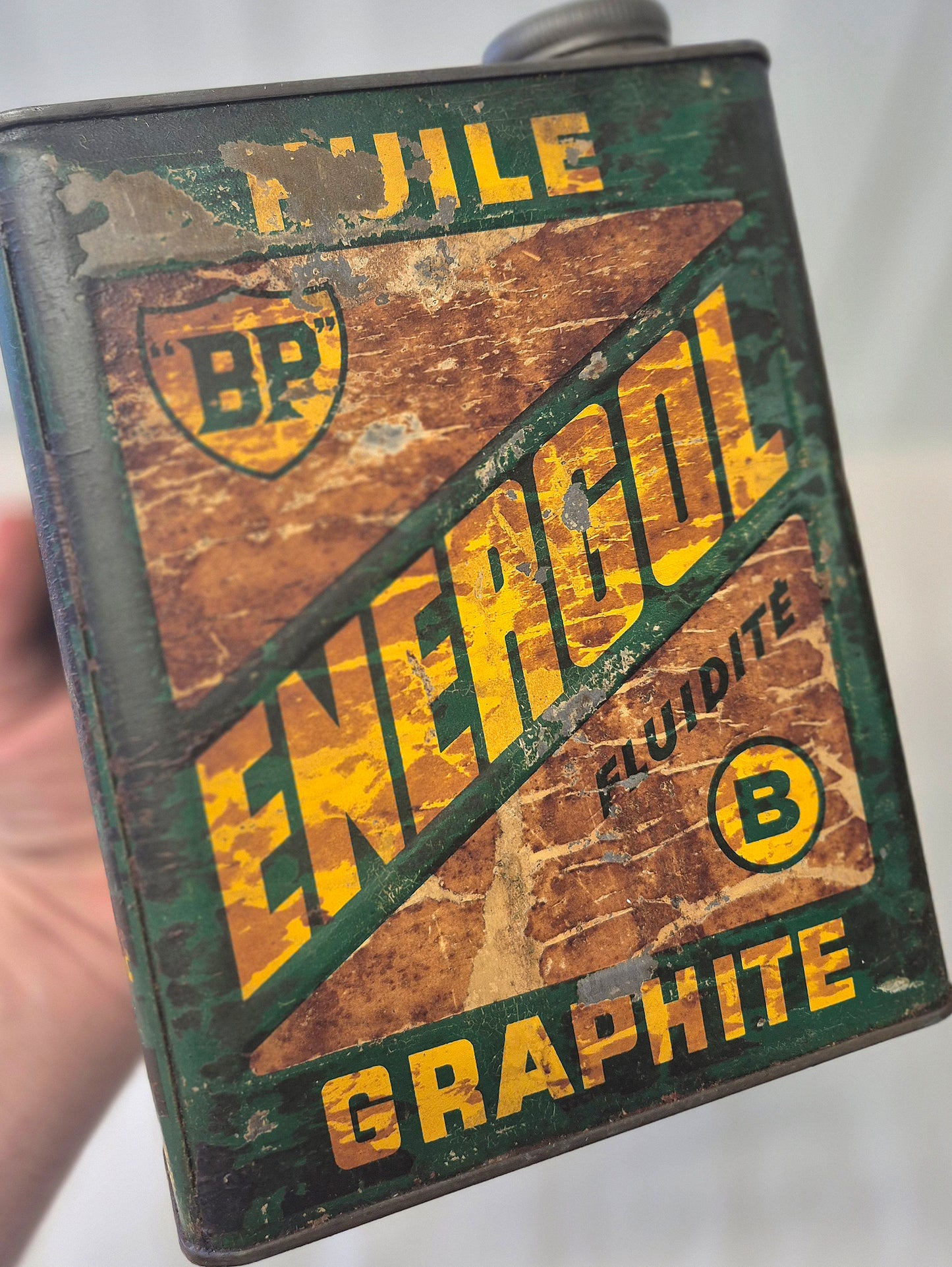 Bidon d'huile BP Energol vert