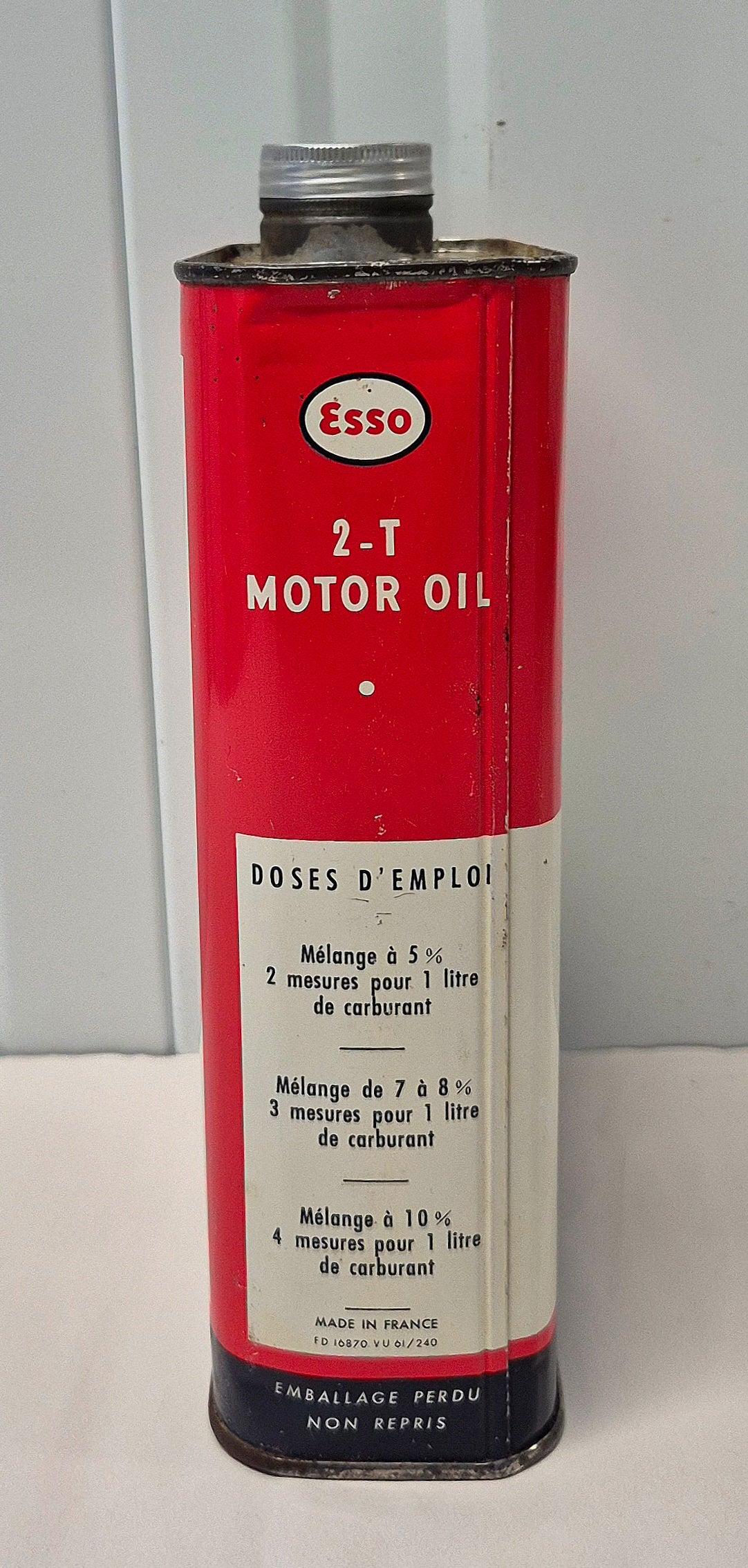 Bidon d'huile ESSO 2 Temps